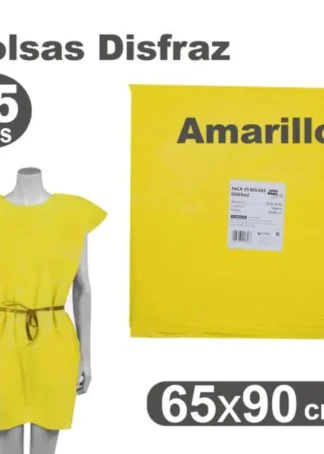 PACK/25 BOLSAS DE PLASTICO PARA DISFRACES 65X90CM AMARILLO