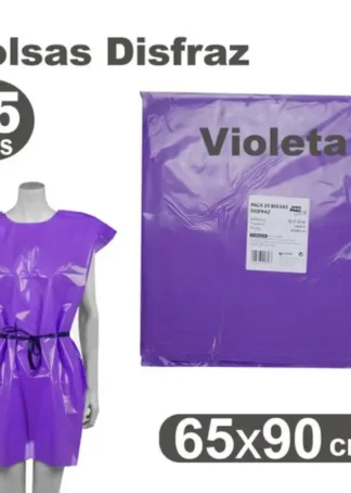 PACK/25 BOLSAS DE PLASTICO PARA DISFRACES 65X90CM VIOLETA