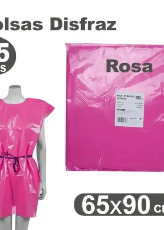 PACK/25 BOLSAS DE PLASTICO PARA DISFRACES 65X90CM ROSA