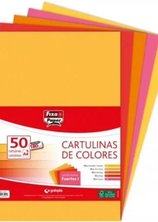PAQ/50 CARTULINAS FIXO A4 180G. SURTIDOS FUERTES 1