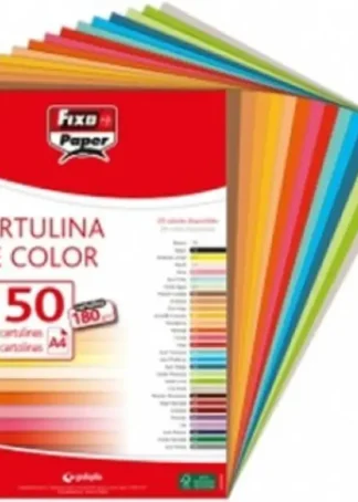 PAQ/50 CARTULINAS FIXO A4 180G. SURTIDOS FUERTES 2
