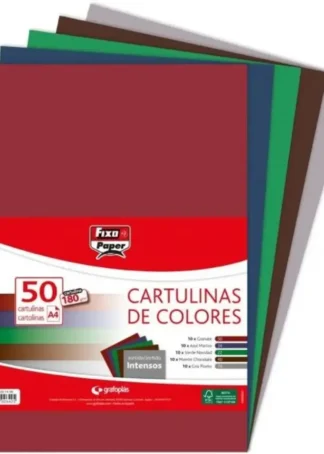 PAQ/50 CARTULINAS FIXO A4 180G. SURTIDOS INTENSO