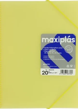 CARPETAS A4 20 FUNDAS A4 ESPIRAL MAXIPLAS AMARILLO SOFT