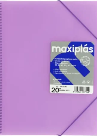 CARPETAS A4 20 FUNDAS A4 ESPIRAL MAXIPLAS LAVANDA SOFT