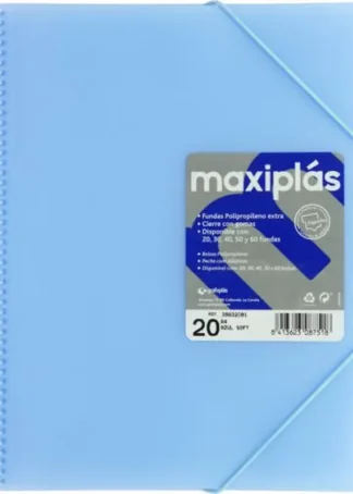 CARPETAS A4 30 FUNDAS A4 ESPIRAL MAXIPLAS AZUL SOFT