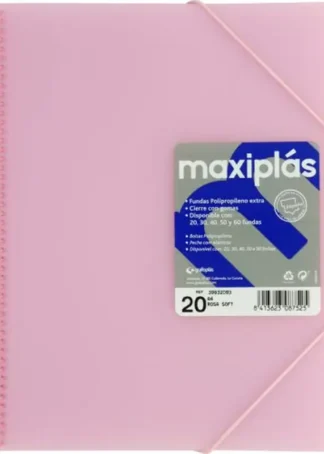 CARPETAS A4 30 FUNDAS A4 ESPIRAL MAXIPLAS ROSA SOFT