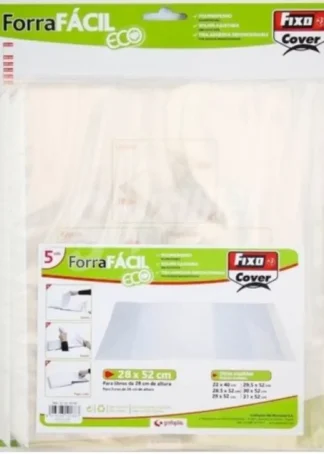 PAQ/5 FORRO LIBROS AJUSTABLE 28X52CM FORRAFACIL PP
