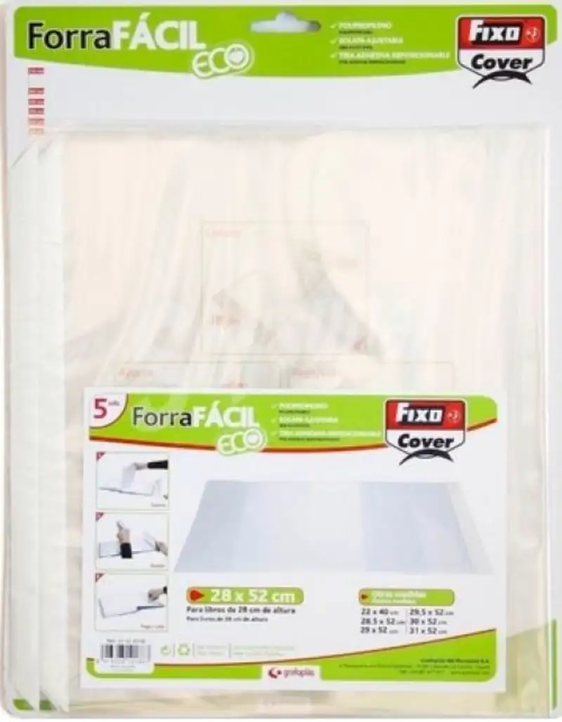 PAQ/5 FORRO LIBROS AJUSTABLE 28X52CM FORRAFACIL PP
