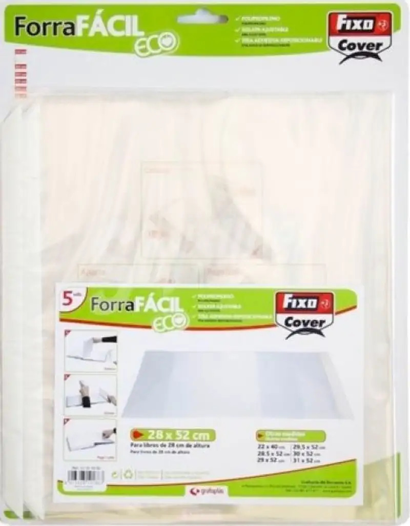PAQ/5 FORRO LIBROS AJUSTABLE 29X52CM FORRAFACIL PP