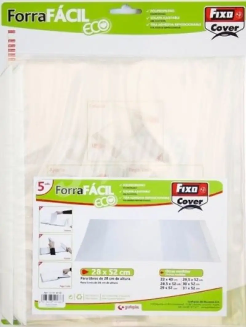 PAQ/5 FORRO LIBROS AJUSTABLE 30X52CM FORRAFACIL PP