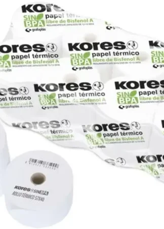 PACK 10 ROLLO PAPEL TERMICO SIN BISFENOL 60X55X12MM KORES