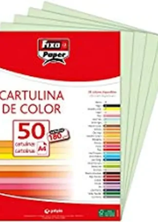PAQ/50 CARTULINAS FIXO A4 180G. VERDE AGUA