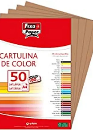 PAQ/50 CARTULINAS FIXO A4 180G. MARRON CANELA