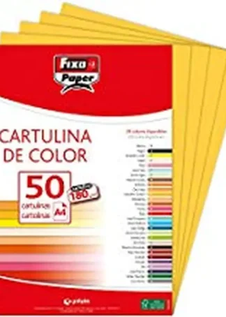 PAQ/50 CARTULINAS FIXO A4 180G. AMARILLO CANARIO