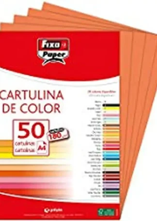 PAQ/50 CARTULINAS FIXO A4 180G. MANDARINA