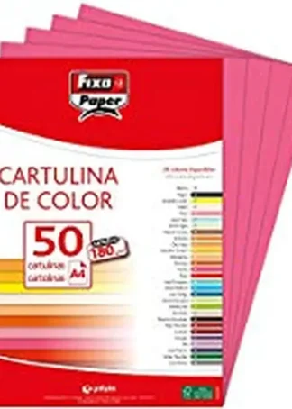 PAQ/50 CARTULINAS FIXO A4 180G. FUCSIA