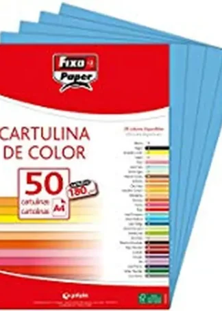 PAQ/50 CARTULINAS FIXO A4 180G. AZUL MALDIVAS