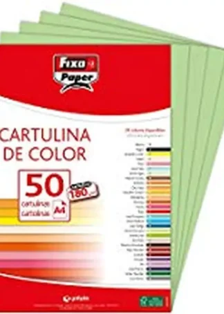 PAQ/50 CARTULINAS FIXO A4 180G. VERDE MANZANA