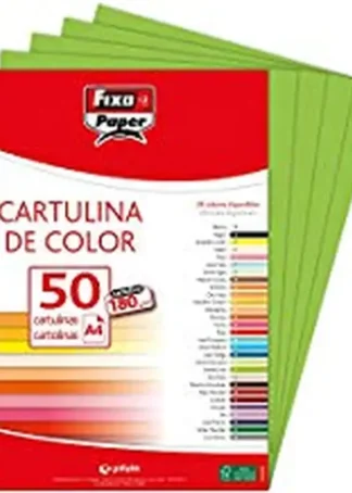 PAQ/50 CARTULINAS FIXO A4 180G. VERDE LIMA