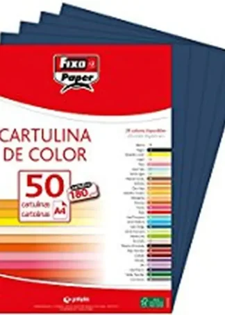 PAQ/50 CARTULINAS FIXO A4 180G. AZUL MARINO