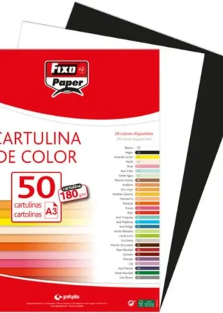 PAQ/50 CARTULINAS FIXO A3 180G BLANCO