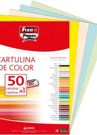 PAQ/50 CARTULINAS FIXO A3 180G. VERDE AGUA