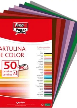 PAQ/50 CARTULINAS FIXO A3 180G. MARRON CHOCOLATE