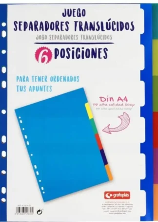 BOLSA SEPARADORES A4 EXTRA-FUERTE 6 PESTAÑAS MULTITALADRO