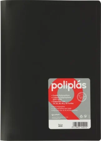 CARPETA Fº 50 FUNDAS SOLDADAS OPACAS NEGRO POLIPLAS