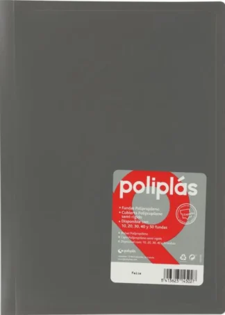 CARPETA Fº 50 FUNDAS SOLDADAS OPACAS GRIS POLIPLAS