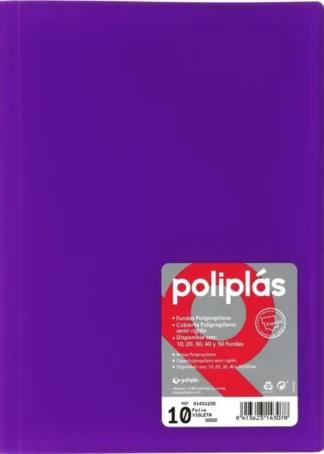 CARPETA Fº 50 FUNDAS SOLDADAS TRANSLUCIDAS VIOLETA