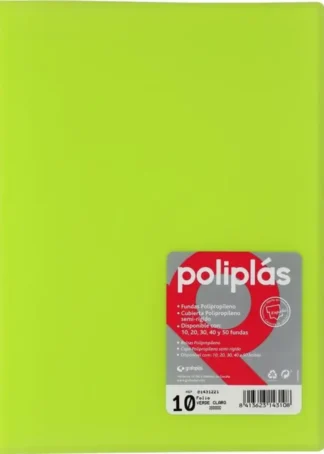 CARPETA Fº 50 FUNDAS SOLDADAS TRANSLUCIDAS VERDE CLARO