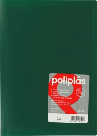 CARPETA Fº 30 FUNDAS SOLDADAS OPACAS VERDE POLIPLAS