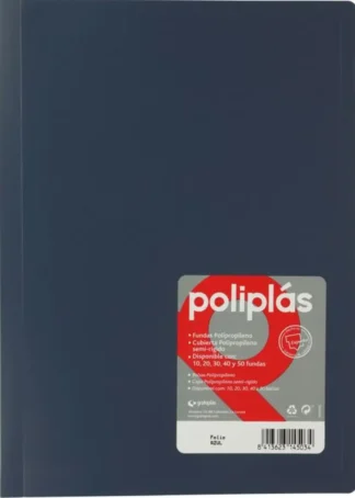 CARPETA Fº 30 FUNDAS SOLDADAS OPACAS AZUL POLIPLAS