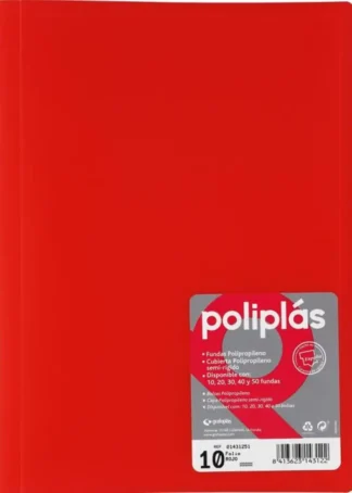 CARPETA Fº 30 FUNDAS SOLDADAS TRANSLUCIDAS ROJO