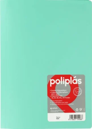 CARPETA Fº 40 FUNDAS SOLDADAS OPACAS VERDE AGUA POLIPLAS