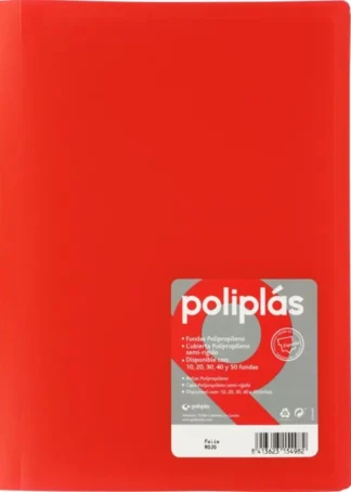 CARPETA Fº 50 FUNDAS SOLDADAS OPACAS ROJO POLIPLAS