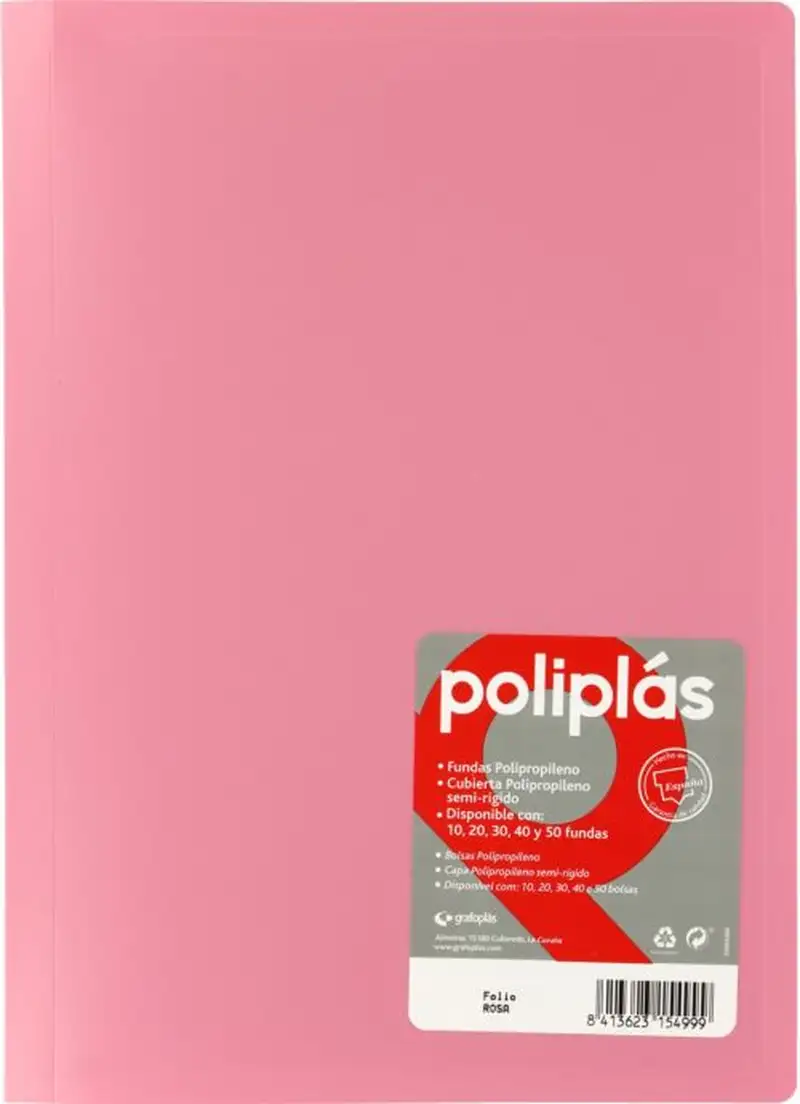 CARPETA Fº 50 FUNDAS SOLDADAS OPACAS ROSA POLIPLAS