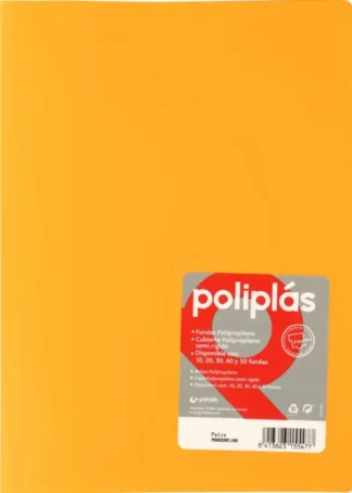 CARPETA Fº 30 FUNDAS SOLDADAS OPACAS MANDARINA POLIPLAS