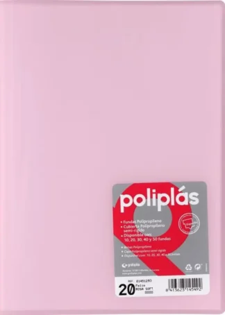 CARPETA Fº 20 FUNDAS SOLDADAS TRANSLUCIDAS ROSA SOFT