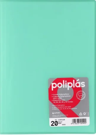 CARPETA Fº 40 FUNDAS SOLDADAS TRANSLUCIDAS VERDE AGUA