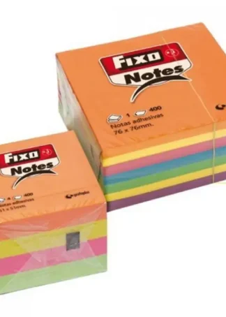 CUBO 400 NOTAS ADHESIVAS 76X76MM FIXO COLORES NEON