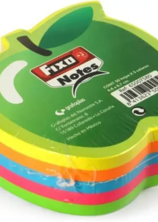 BLOC 250 NOTAS ADHESIVAS MANZANA 76X76MM COLORES NEON