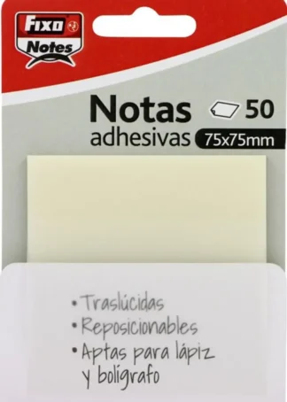 BLOC 50 NOTAS ADHESIVAS TRANSLUCIDAS 75X75 TRANSPARENTES