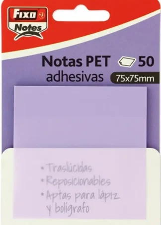 BLOC 50 NOTAS ADHESIVAS TRANSLUCIDAS 75X75 LAVANDA