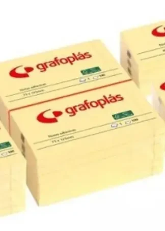PACK 12 BLOC NOTAS ADHESIVAS 75X125MM AMARILLAS GRAFOPLAS