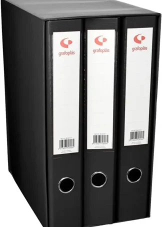MODULO 3 ARCHIVADORES Fº 2 ANILLAS 40MM GRAFCOLOR NEGRO