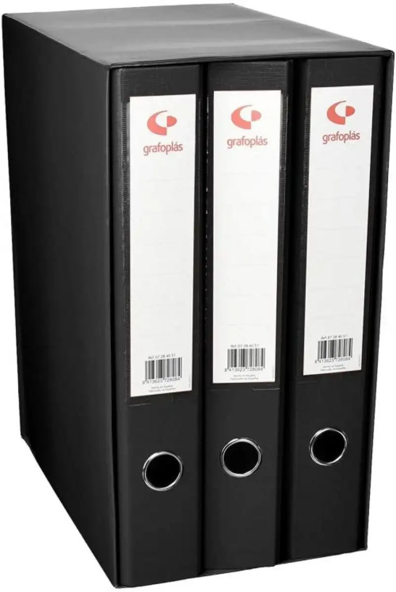 MODULO 3 ARCHIVADORES Fº 2 ANILLAS 40MM GRAFCOLOR NEGRO