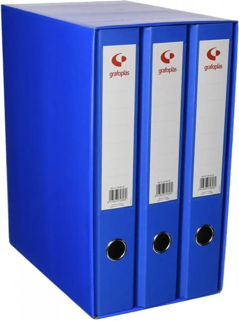 MODULO 3 ARCHIVADORES Fº 2 ANILLAS 40MM GRAFCOLOR AZUL