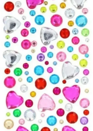 BLISTER FIGURAS ADHESIVAS CRISTAL CORAZONES Y CIRCULOS SURT